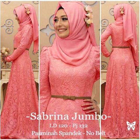 new gamis Sabrina brukat +pasmina jumbo