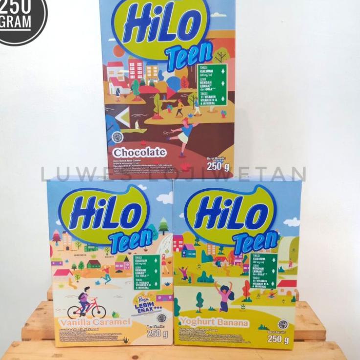 

국 Hilo Teen 250 gram Chocolate / Vanilla Caramel / Yoghurt Banana Berkualitas