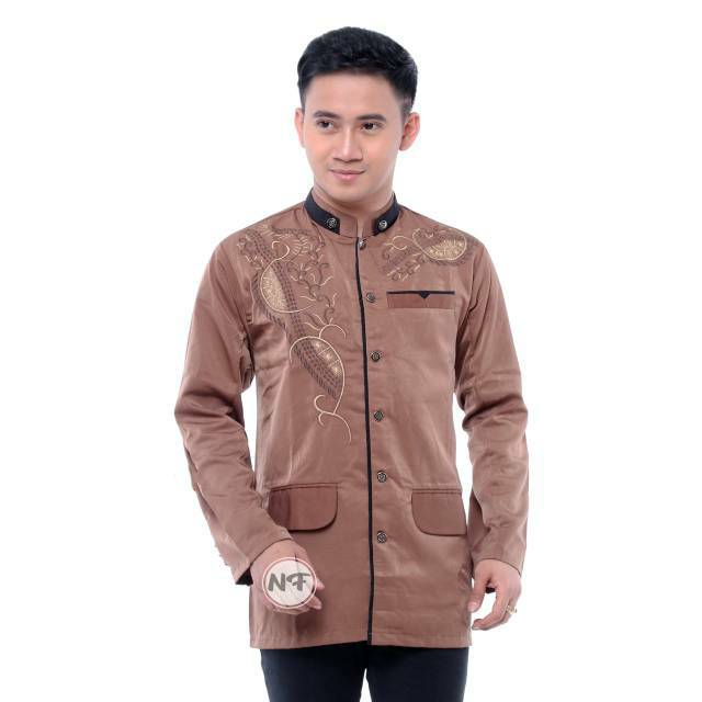 JAS KOKO PRIA DEWASA LENGAN PANJANG WARNA COKLAT MUDA COKSU SUSU MOKA UKURAN M L XL BAJU KOKO BORDIR