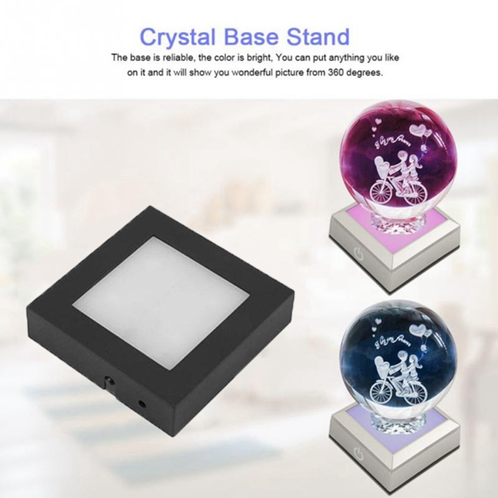 ELEGANT Electric Crystal Base Colorful Stand Base Lamp Bases Trophy Internal Laser LED Light Glass Battery Figurine Display Lamp Holder