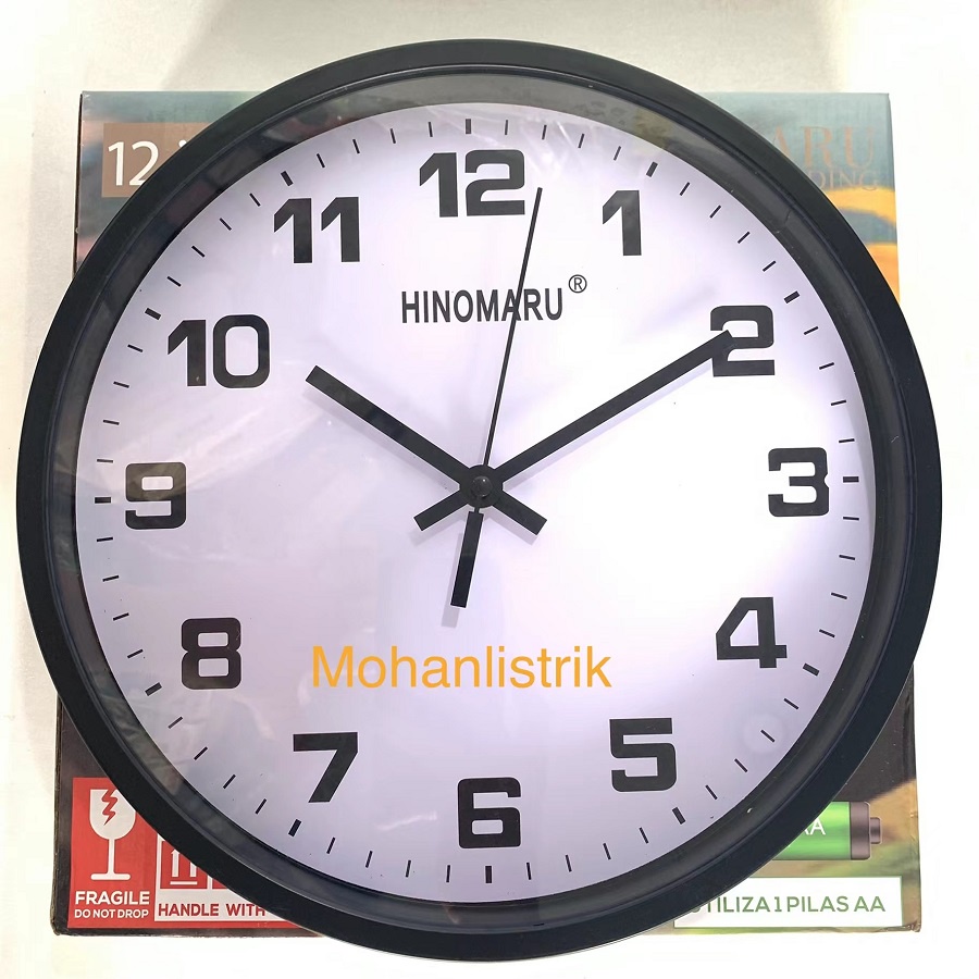 Jam Dinding Jarum Mewah Minimalis Hinomaru 12 inch Wall Clock Hinomaru 30cm Murah - Putih