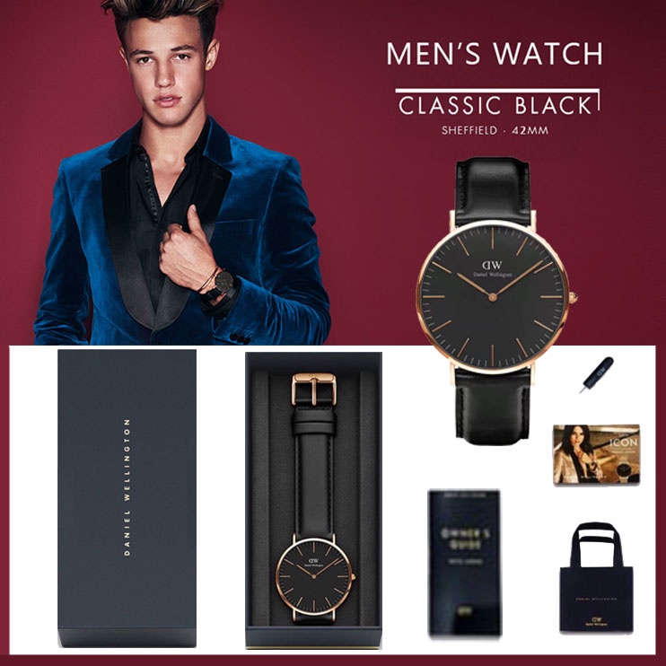 100%Ori Jam Tangan Pria Dw Original Jam Tangan Kulit Premiun Diameter + Free Box+paperbag + manual |