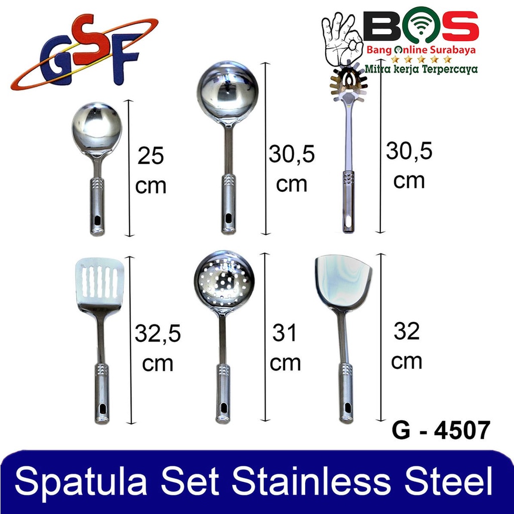 Spatula Stainless Steel Set 7 Pcs Kitchen Utensil GSF 4407 GSF-4407 GSF4407