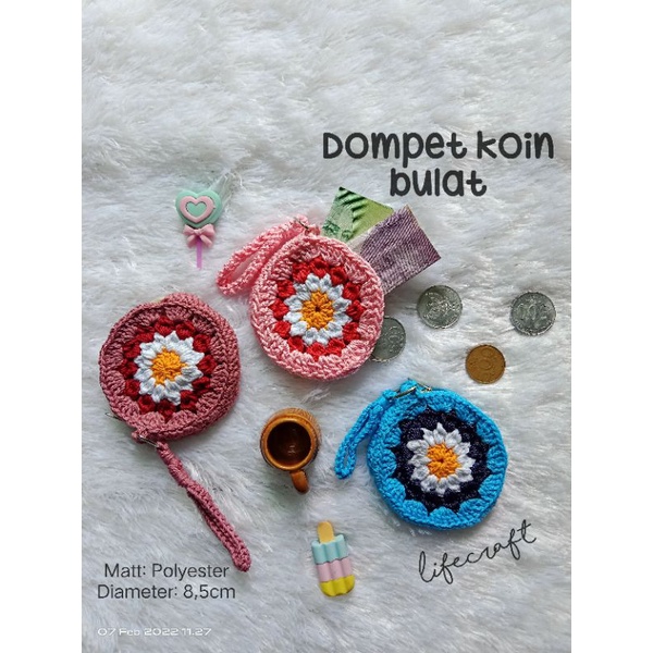 Dompet koin rajut bulat