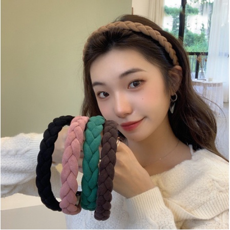 BANDO DOFF KEPANG 2CM Bahan Velvet Bludru - Bandana Matte Korea Braided Headband