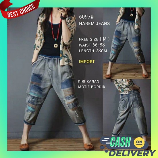 Celana Jins Wanita Kekinian Jumbo Sobek Boyfriend Jeans Murah Ter Pk35 Tm 6097 Celana Harem Jeans I