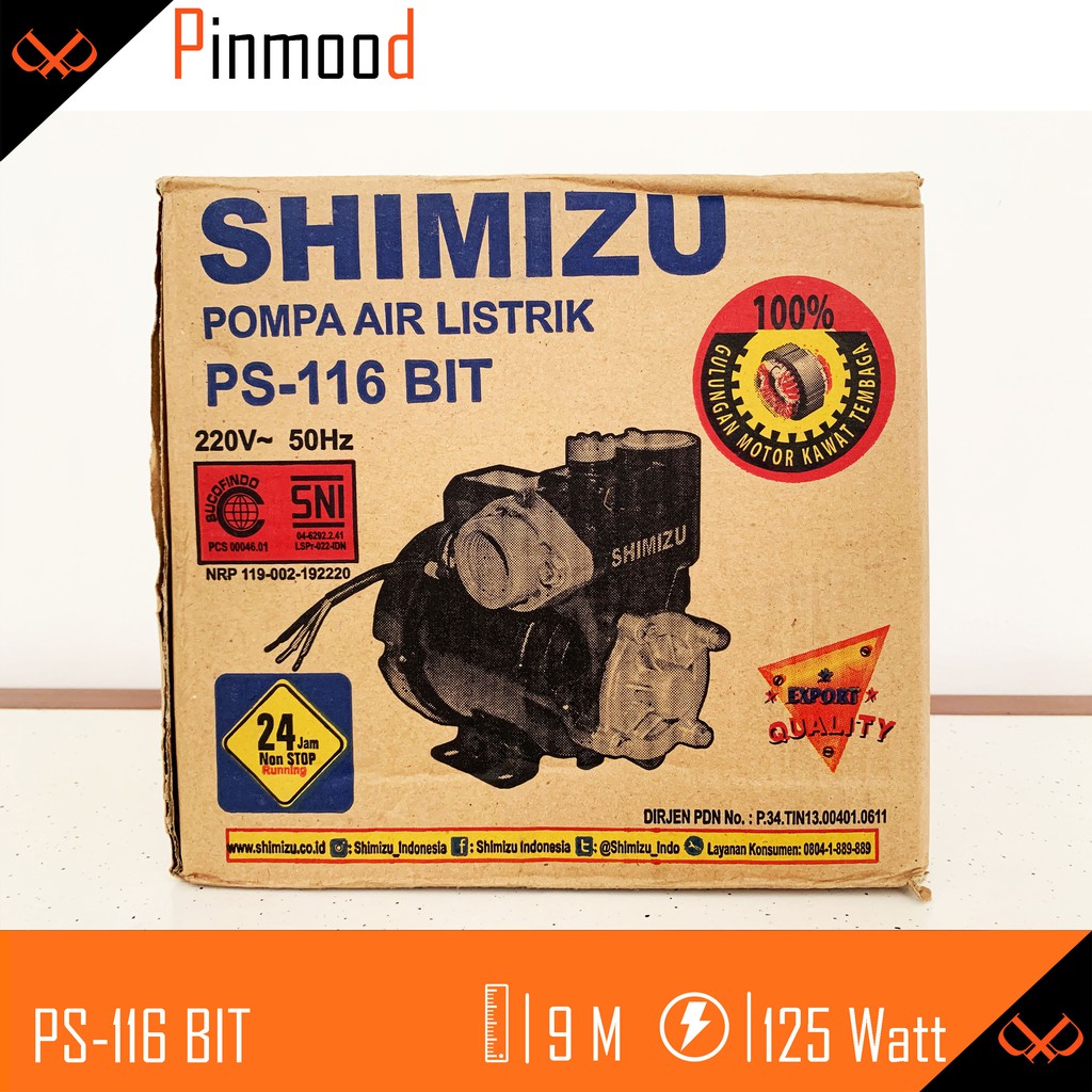 SHIMIZU MESIN POMPA AIR LISTRIK PS 116 BIT PS116 PS116BIT WATER PUMP SUMUR DANGKAL MANUAL