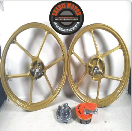 Velg Bintang BRT Chemco Ukuran 160/185 Ring 17 Warna Gold Motor Jupiter Z Velg Bintang Palang 6