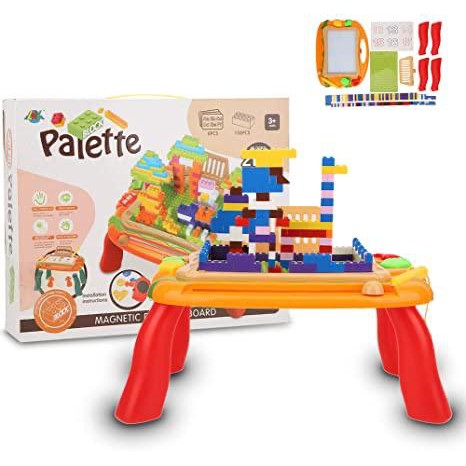 

Meja belajar block lego palette 2in1 drawing magnetic board color papan tulis