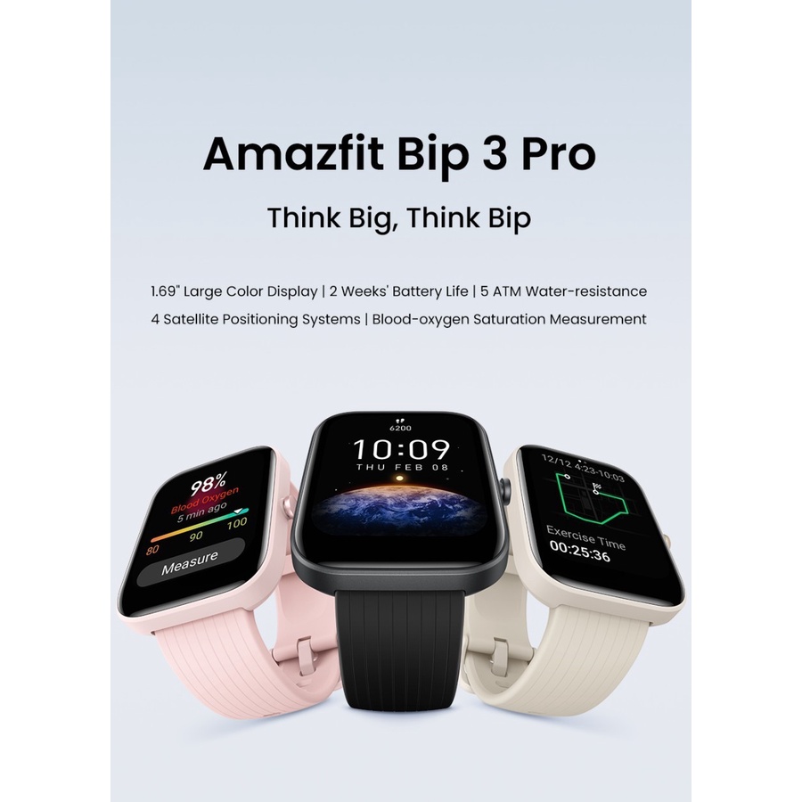 Smartwatch AMAZFIT BIP 3 PRO 1.69&quot; with GPS - Amazfit Bip 3 Pro