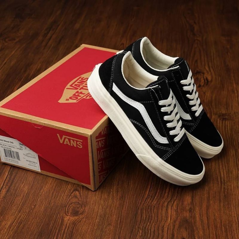 Sepatu sneaker vans old skool black white og premium bnib