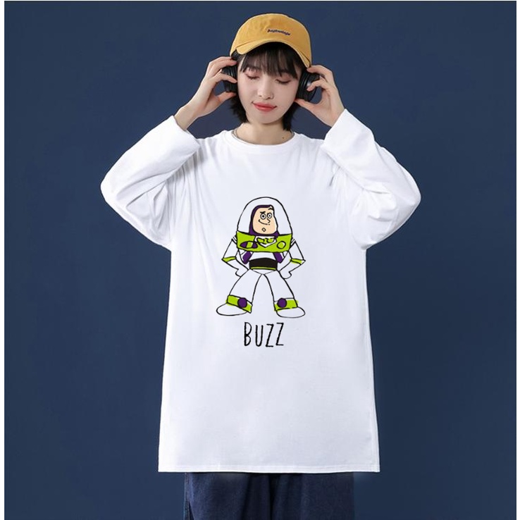 Kaos oblong wanita Crewneck oversize wanita lengan panjang