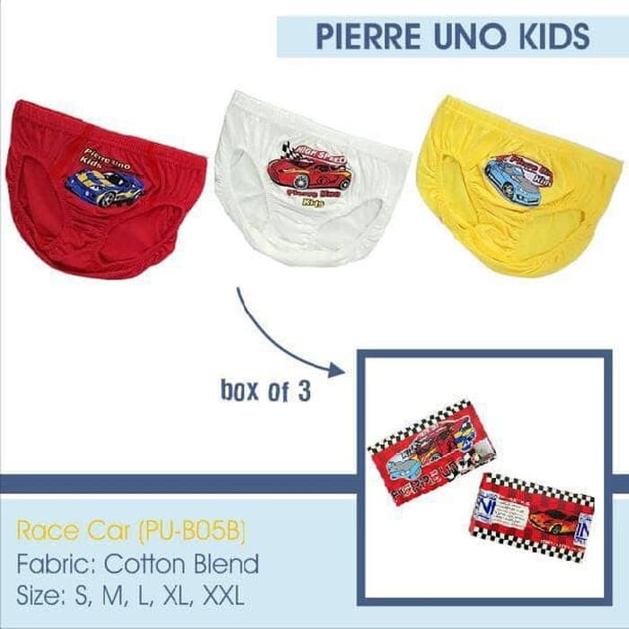 Pierre Uno Kids - Celana Dalam Anak Laki-laki - Race Car - 3 Pcs