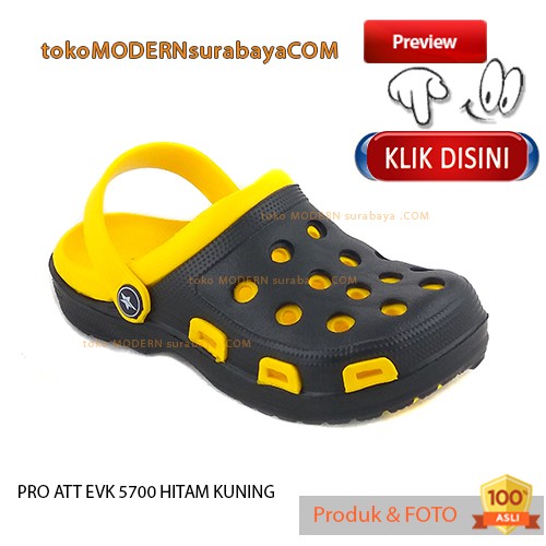 PRO ATT EVK 5700 HITAM KUNING sandal anak sandal bakpao ringan