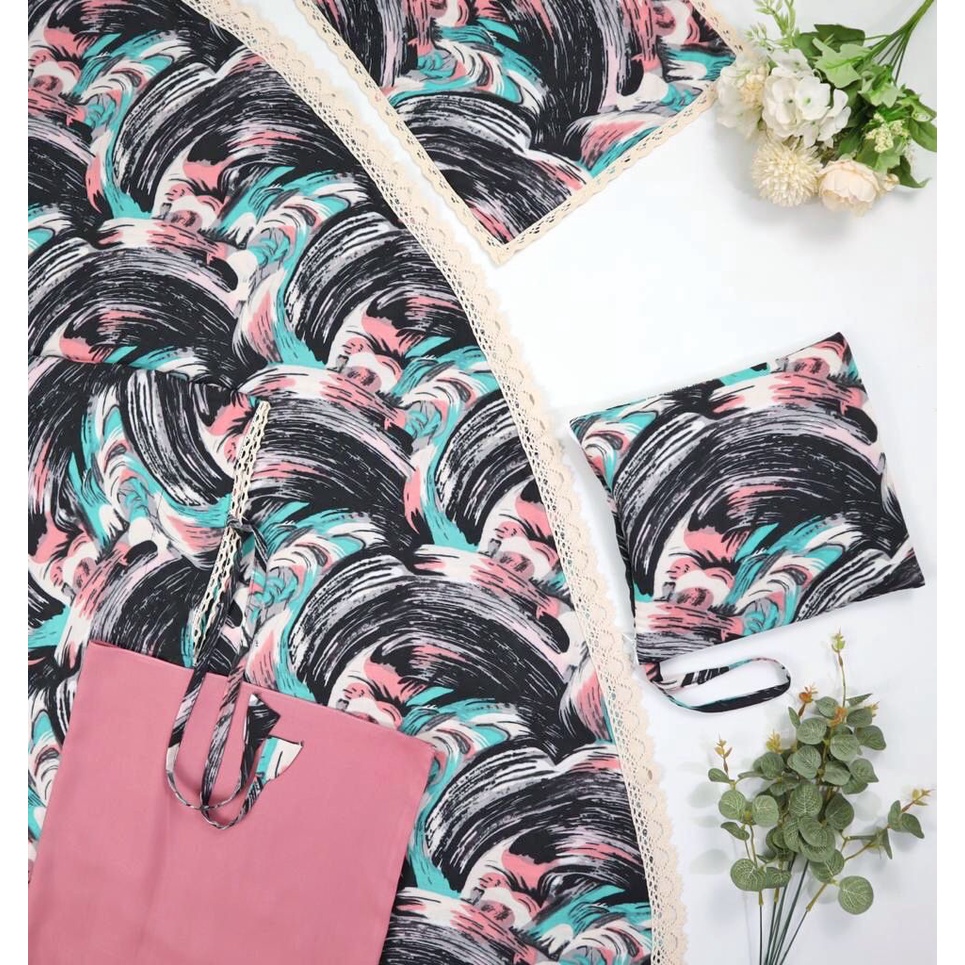 Alkahf.BM - (42MOTIF) Mukena Traveling Model 2 IN 1 Rayon Bukittinggi(PDG) Motif Flower & Abstrak