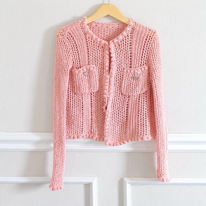 Cardigan pink/Blazer pink/Rajut wanita/Outer korea/Cardigan lengan panjang