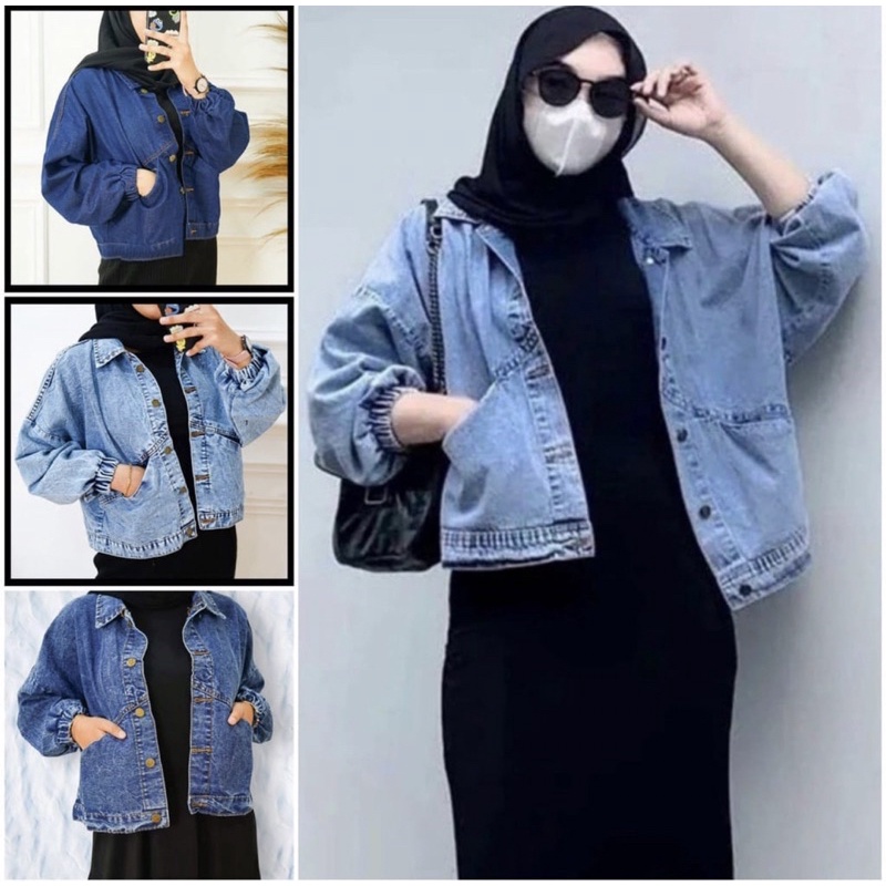 Jaket Vintage Jeans Oversize Wanita