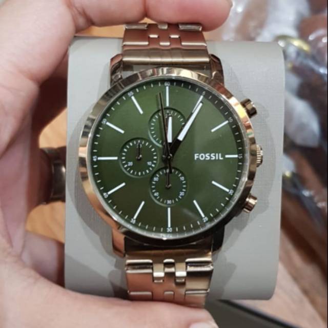 Jam Fossil Cowok Gold Stainless - Green Dial BQ2450