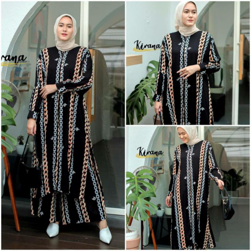 CHAIN BLOOMY SET By Kirana_bysandhi ONE SET (Tunik+Kulot) Bestseller Adem Murah Kekinian Terlaris