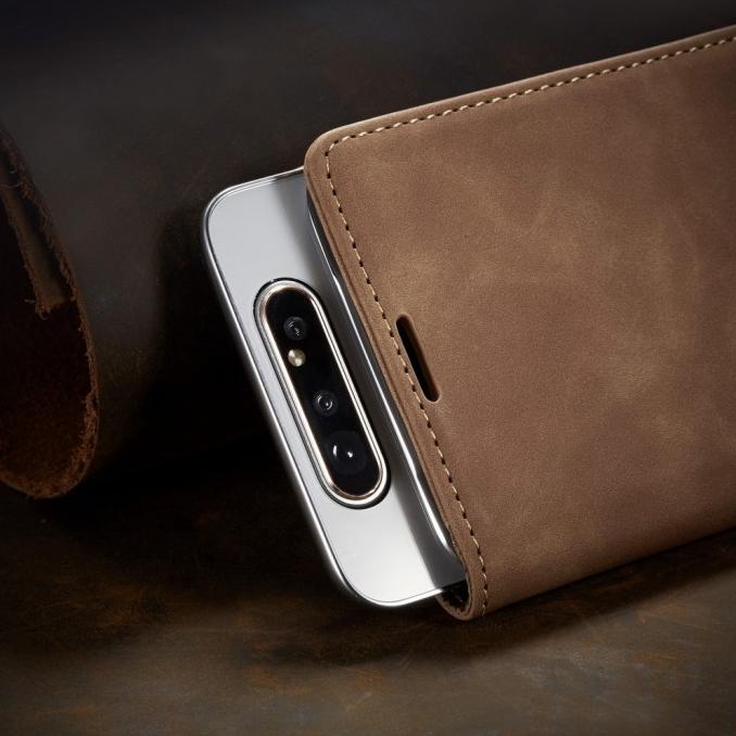 FLIP CASE SAMSUNG A80 CASE CASEME COVER LEATHER WALLET - COKELAT TUA, SAMSUNG A80