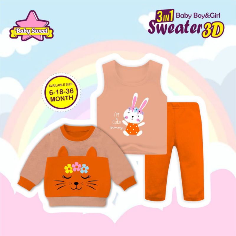 Afsheenastore Sweater Anak 3D 3in1 By Baby Sweet