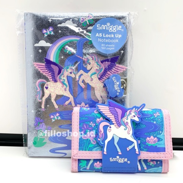 

*COMBO* Smiggle Notebook A5 Lock up dan Smiggle Wallet Unicorn