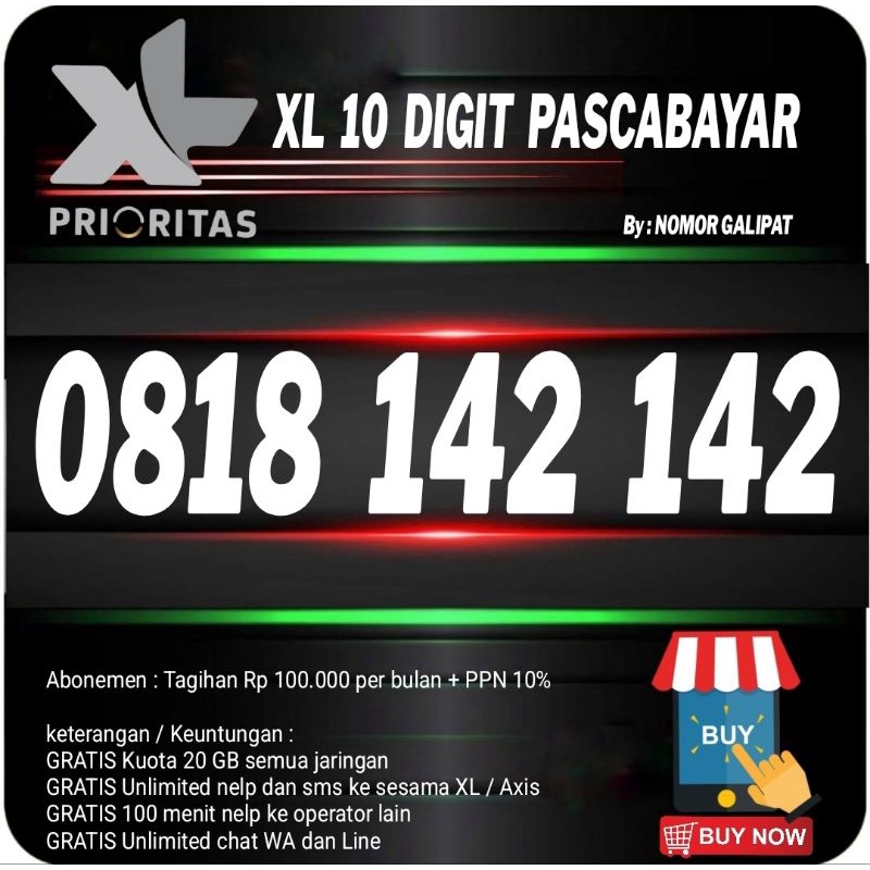 Nomor Cantik XL 10 digit Prioritas Pascabayar seri ABC ABC