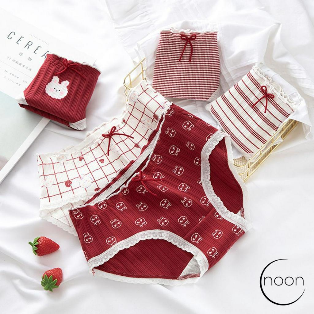 NOON Jolly Days) Celana Dalam Wanita Korea Dewasa  CD Motif Lucu Imut Katun Import Undies Dalaman Murah Grosir Lusinan Big Size XL