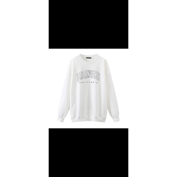Readystock//Sweater LOS ANGELES California Oblong Sweatshirt Flecee Terbaru-Putih