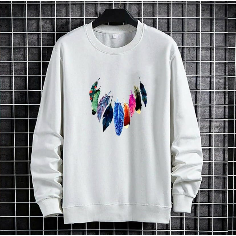 BAJU SWEATER PRIA BULU / SWEATER DISTRO PRIA FEATHER LENGAN PANJANG BAHAN BABYTERRY