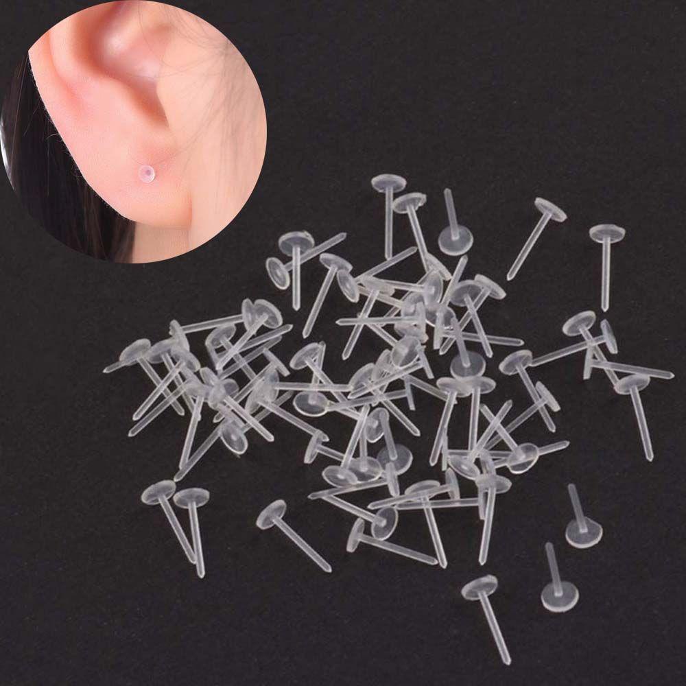 AUGUSTINA Plastik Stud Earring Pad 50Pcs /Pack Pelindung Telinga Transparan Membuat Perhiasan Pengganti Ear Post