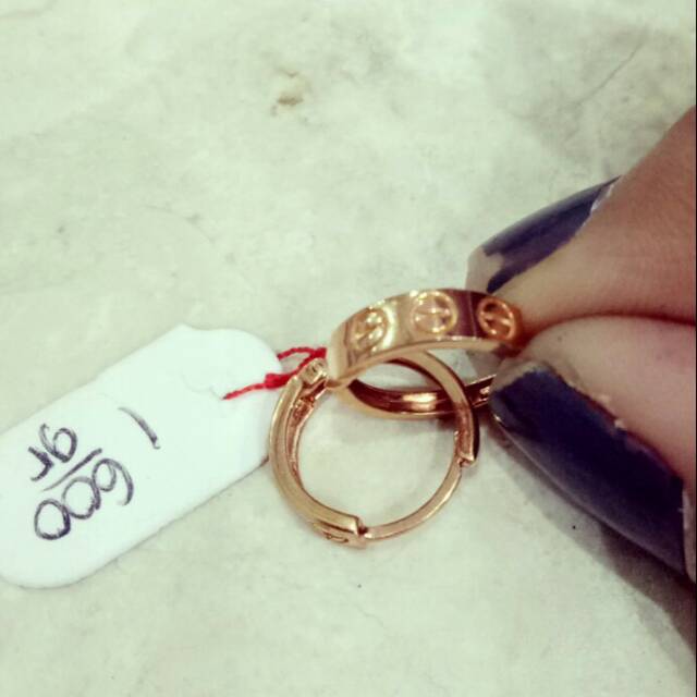 ANTING EMAS KUNING FASHION JEPIT BULAT KADAR 75% (750)
