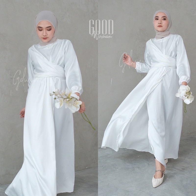 LUX satine dress by LANRE - dress gamis lebaran - dress satin - gamis satin - abaya turki dress kondangan