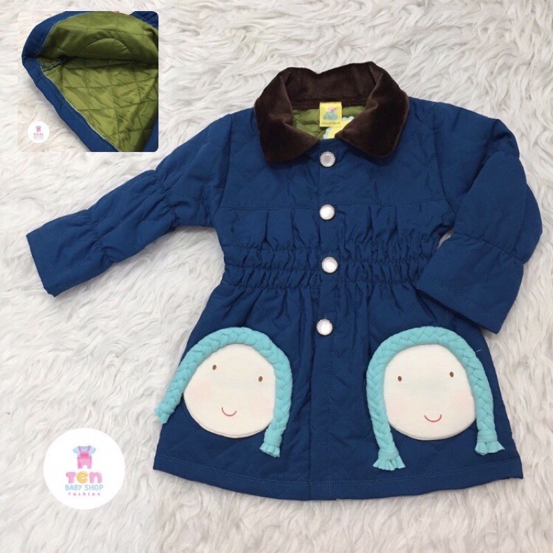 Jaket Parka Girly Colud Bird Bayi / Anak usia 3bulan - 1tahun (Cardigan, Sweater, Coat, jaket bulu-1