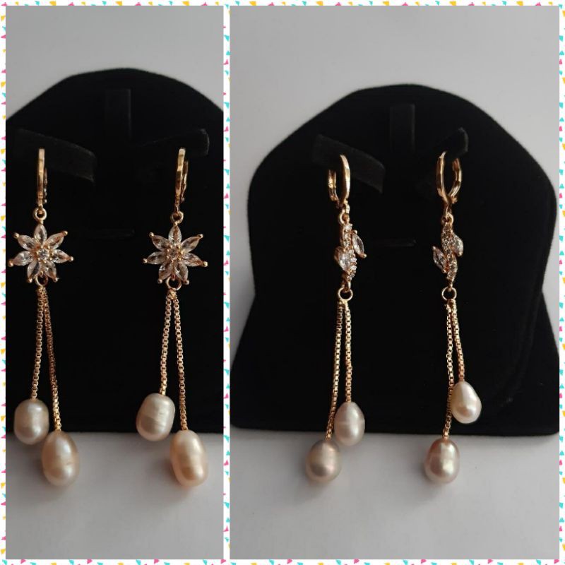 Suelita Earrings Anting Mutiara Tawar Lombok Model Juntai Tassel Anting Panjang Dua Mutiara