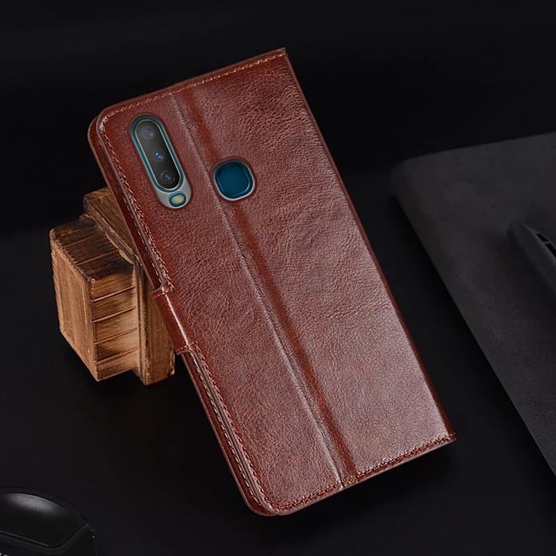 VIVO Y11 Y12 Y12i Y15 Y17 Y19 Y91 Y93 Y91c Y95 CASE FLIP BOOK COVER CASING BUKU KULIT WALLET KANCING SOFTCASE HITAM SILIKON STANDING STAND CASE COVER