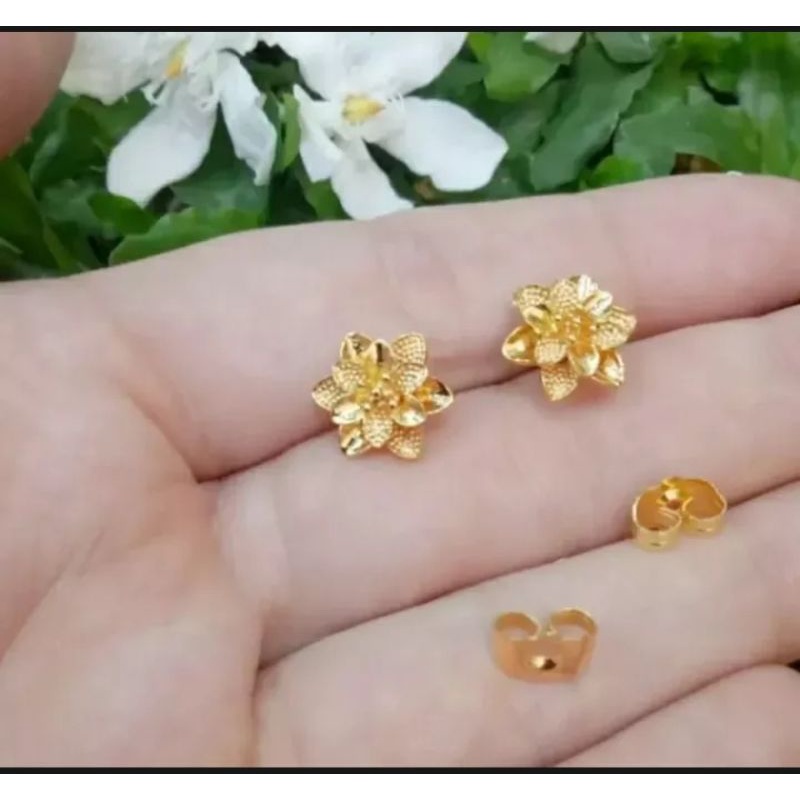 COD anting tusuk motif mawar lapis emas 24k asli mewah