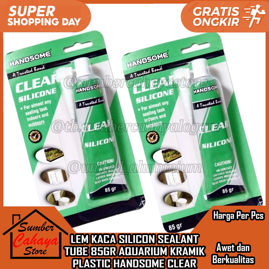 LEM KACA LIM SILICON SEALANT TUBE 85 GRAM AQUARIUM KRAMIK PLASTIC HANDSOME CLEAR AKUARIUM KERAMIK PE