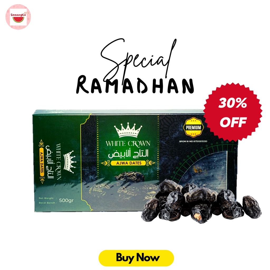 

Kurma Ajwa 500 gr Premium White Crown Original Madinah High Quality