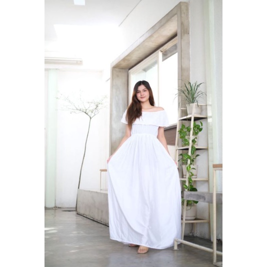 new fashion wanita dewasa dress sabrina dress jumbo dress polos dress panjang dress kekinian dress c
