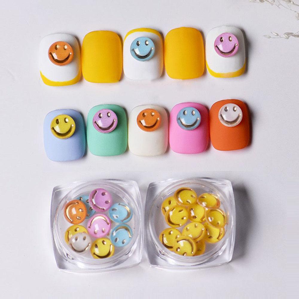 NEEDWAY Perhiasan Kuku Smiley Face Gaya Jepang Timbul Tiga Dimensi Bunga Matahari DIY Nail Art