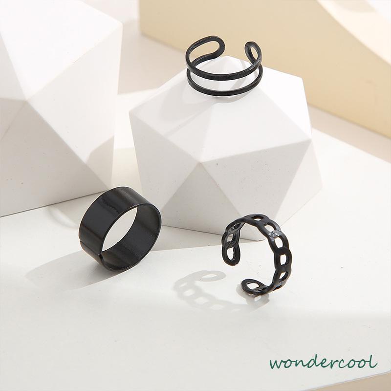 3pcs Set Cincin Jari Knuckle Gaya Vintage Punk Korea Untuk Pria Dan Cincin Wanita -Won