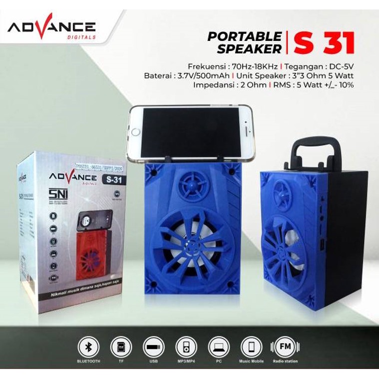 Speaker Advance S-31 S31 Portable Bluetooth Speaker