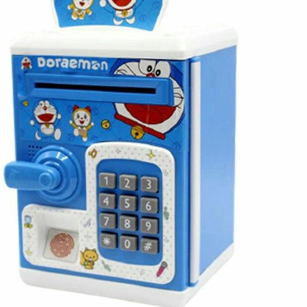 ✿ Mainan Celengan ATM Brankas Karakter | Mesin Tabung uang Doraemon Sidik Jari ➹