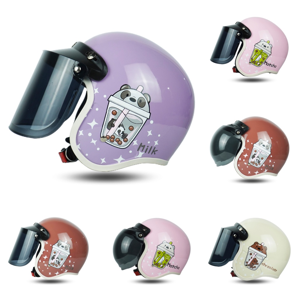 Helm Bogo Bubble Series Wanita Pria Retro SNI