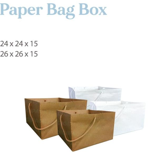 

✥ [Digipack] White Paper Bag Cake Box 24 x 24 x 15 | Kantong Kertas ✼