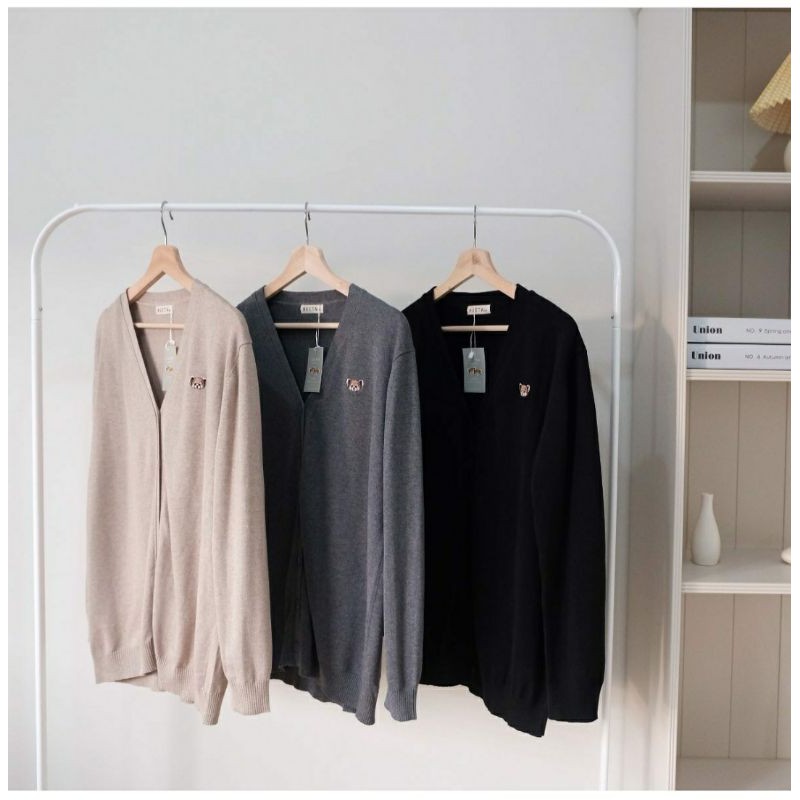 PONYA CARDIGAN LATTE BLACK MISTY GREY HIJAB NUETA HIJABNUETA