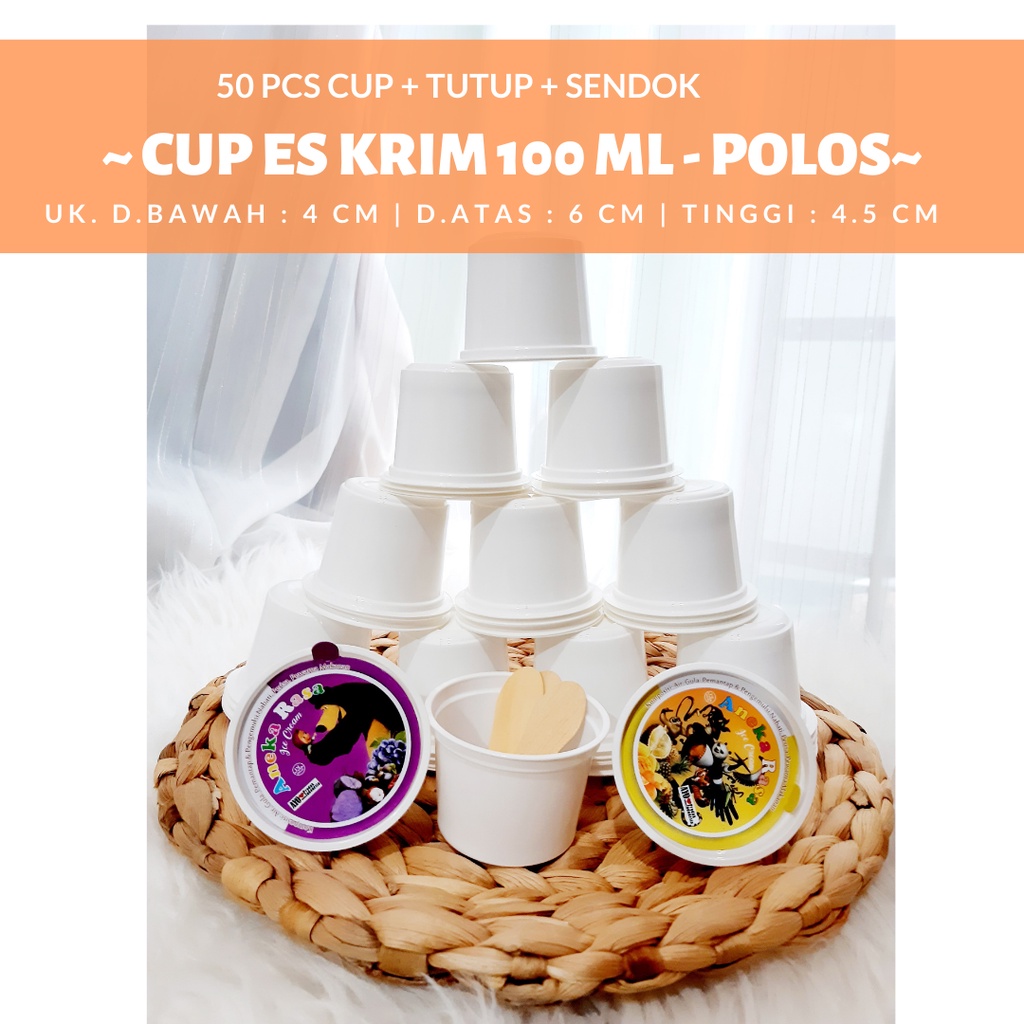 cup es krim plastik mini / cup ice cream besar / cup eskrim motif 90ml  100 ML/ gelas cup plastik 10