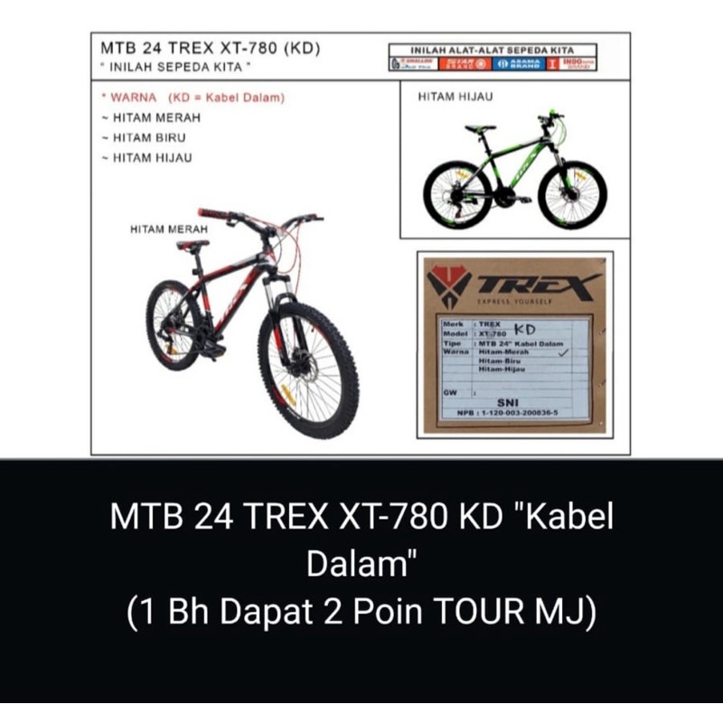 Sepeda MTB TREX 780XT KD(Kabel Dalam)