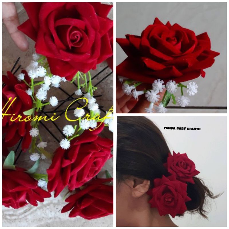 Bunga sanggul, bros, jepit rambut Mawar Beludru